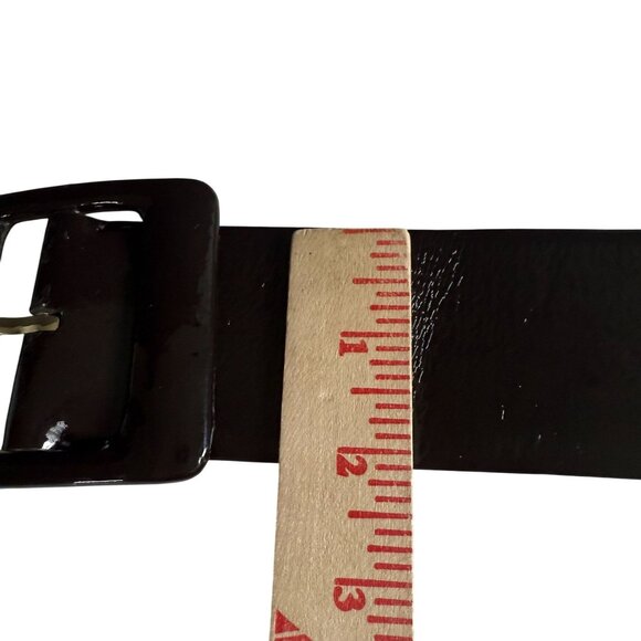 Ann Taylor Leather Hombre Square Buckle Chunky Belt Women's Size Small Brown - Picture 6 of 7